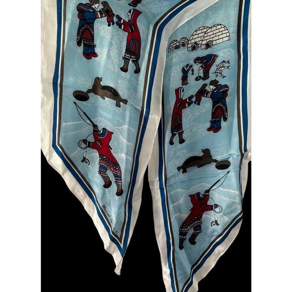 SKEMO CANADA Arctic Scene Tony & Eleanor Paine Pink Silk Scarf Pointed Ends - Picture 8 of 8